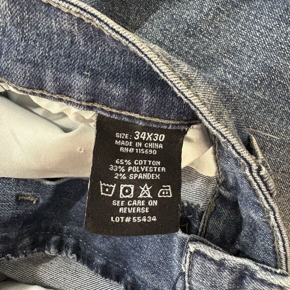 Stitches and Rivets Denim Pre-Faded Jeans Mens 34x30 Straight Leg Slim Stitch's - Picture 4 of 11